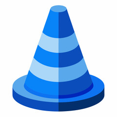 Here is the vector design of a blue glass traffic cone on a white background art vector illustration