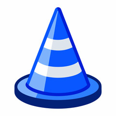 Here is the vector design of a blue glass traffic cone on a white background art vector illustration