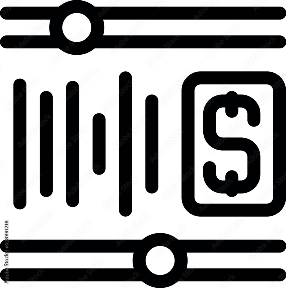 Poster simple icon representing a software defining a payment processing system using a barcode