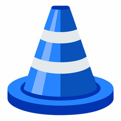 Here is the vector design of a blue glass traffic cone on a white background art vector illustration