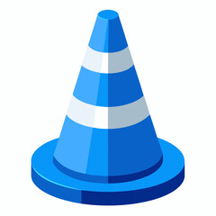 Here is the vector design of a blue glass traffic cone on a white background art vector illustration