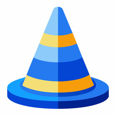 Here is the vector design of a blue glass traffic cone on a white background art vector illustration