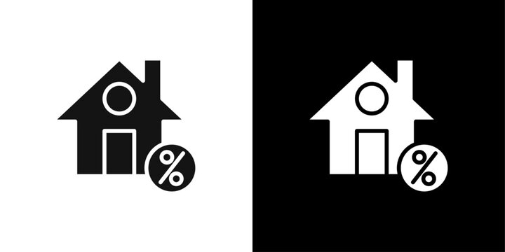 Rate for mortgage icon Flat fill set collection