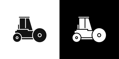 Road roller icon Flat fill set collection