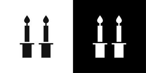 Shabbat candles icon Flat fill set collection