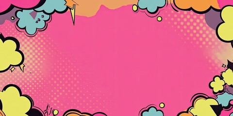 Vibrant Cartoon Style Background with Colorful Clouds