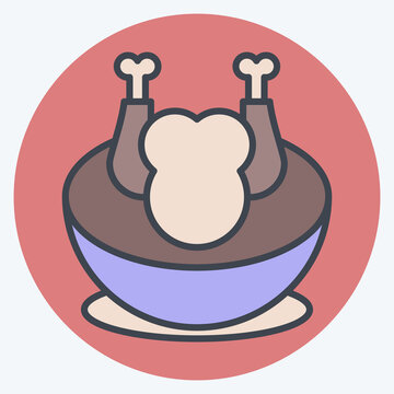 recommend clip art: Icon Chicken Soup. related to Korea symbol. color mate style. simple illustration