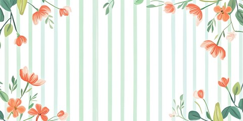Floral Frame with Stripes Background Design