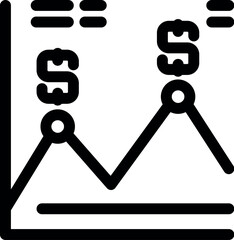 Line graph depicting financial growth with dollar sign markers