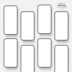 Smartphones With Blank Screens For Showing Apps Screenshots. Vector Illustration