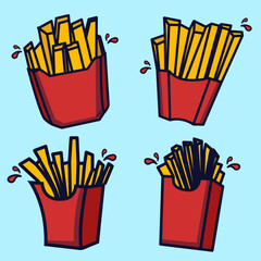 Collection of french fries illustration