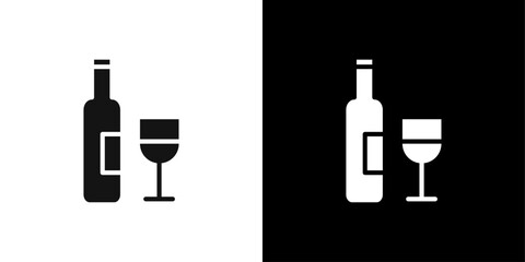 Wine icon Flat fill set collection