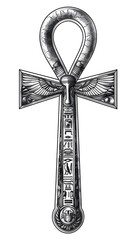 Ankh Ancient Egyptian black and white illustration