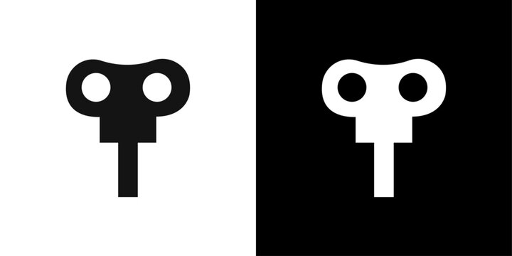 Wind up key icon Flat fill set collection
