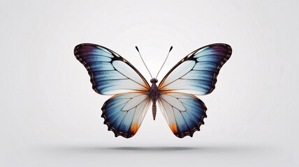 Blue butterfly with brown accents isolated on white.