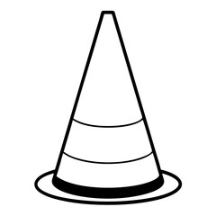 Here is the vector design of a blue glass traffic cone on a white background line art vector illustration