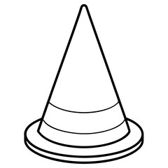 Here is the vector design of a blue glass traffic cone on a white background line art vector illustration