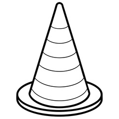 Here is the vector design of a blue glass traffic cone on a white background line art vector illustration