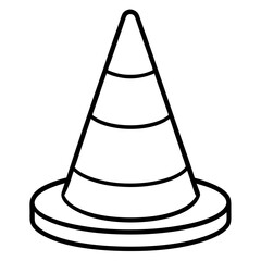 Here is the vector design of a blue glass traffic cone on a white background line art vector illustration