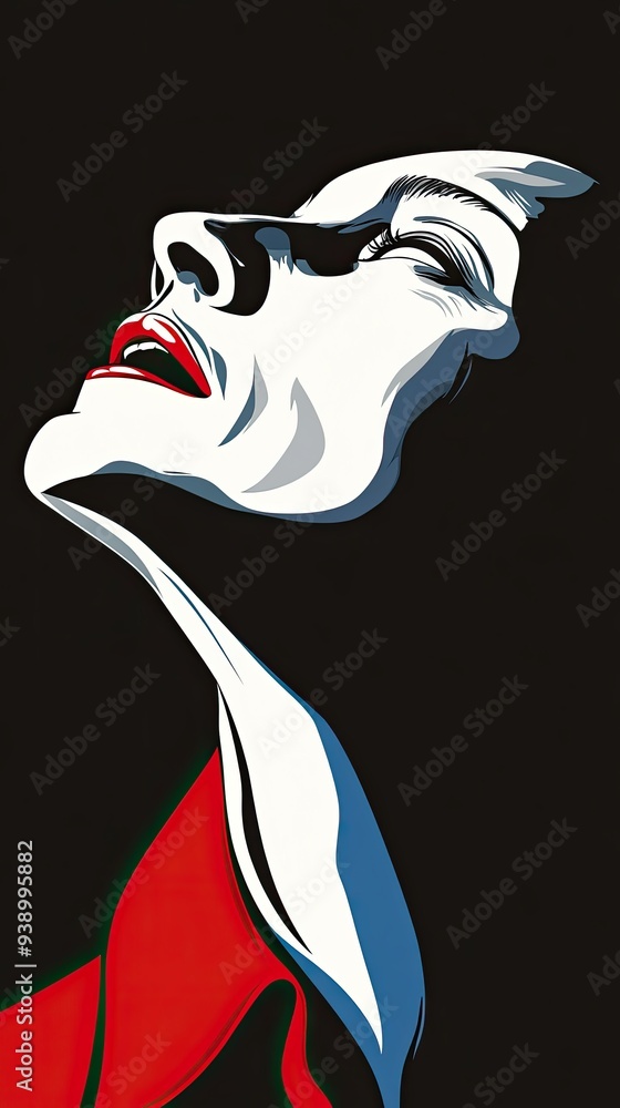 Poster Elegant Artistic Portrait with Bold Colors