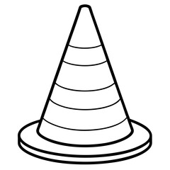 Here is the vector design of a blue glass traffic cone on a white background line art vector illustration
