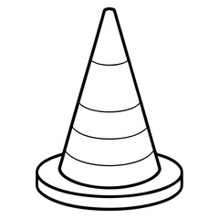 Here is the vector design of a blue glass traffic cone on a white background line art vector illustration