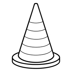 Here is the vector design of a blue glass traffic cone on a white background line art vector illustration