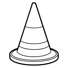 Here is the vector design of a blue glass traffic cone on a white background line art vector illustration