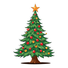 Brightly Adorned Christmas Tree with Red and Yellow Ornaments