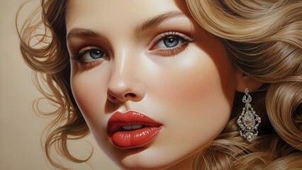 Fototapeta premium portrait of a young woman with flawless makeup 
