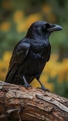 a crow sits on a branch