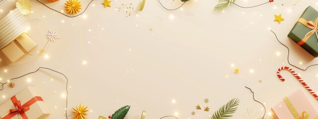 Festival of Lights: Overhead image featuring Star of David, menorah signs, gelt, trendy gift boxes, candles and dreidel on a pastel blue background, circular space perfect for text or advertising