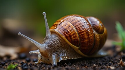 snail crawling on the ground