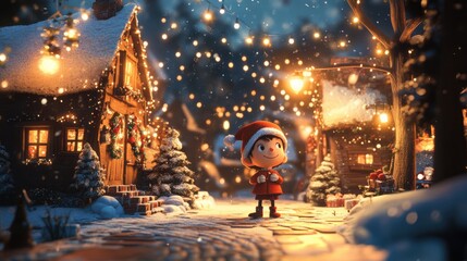 A Festive Stroll Through a Snowy Christmas Village