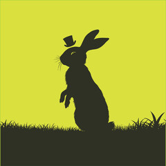  Rabbit silhouette vactor illustration.