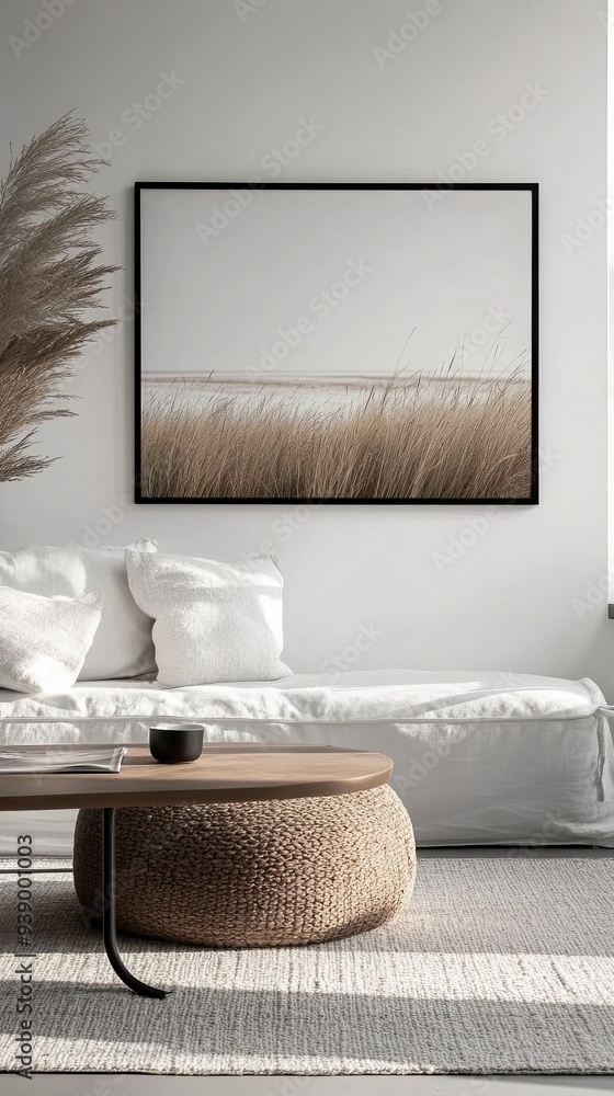 Poster Modern Living Room with Minimalist Artwork and Decor