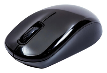 PNG Black computer mouse resting on a table surface