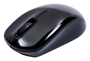 PNG Black computer mouse resting on a table surface