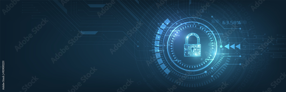 Poster padlock with keyhole icon in. personal data security illustrates cyber data or information privacy i
