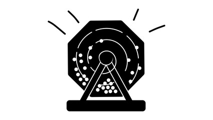 Bingo balls in Lotto Machine, black isolated silhouette