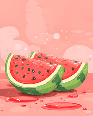 Slices of ripe juicy watermelons, summer dessert.