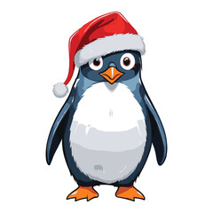 Adorable Penguin in Santa Hat