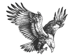 Eagle black and white illustration