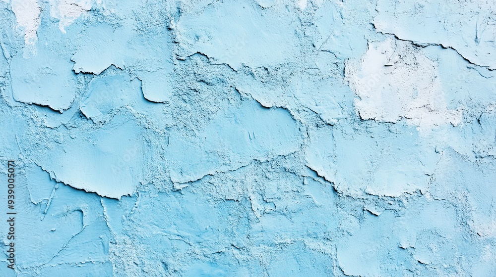 Poster abstract wideangle background with a light blue stucco texture resembling a wall surface the rough p