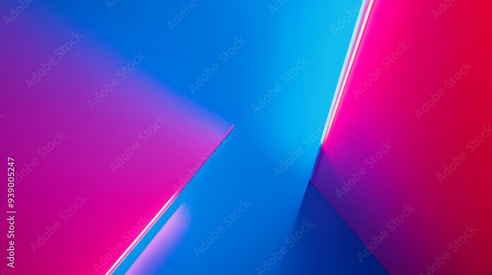 Poster a bold neon gradient backdrop showcases a striking transition from electric blue to hot pink, creati