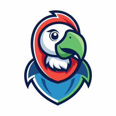 Minimalist Line Art Parrot Gaming Mascot Logo - Isolated on White Background art vector illustration