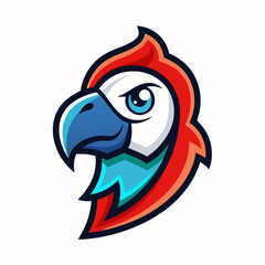Minimalist Line Art Parrot Gaming Mascot Logo - Isolated on White Background art vector illustration
