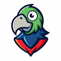 Minimalist Line Art Parrot Gaming Mascot Logo - Isolated on White Background art vector illustration