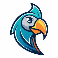 Minimalist Line Art Parrot Gaming Mascot Logo - Isolated on White Background art vector illustration