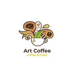 Art coffee cafe logo vector